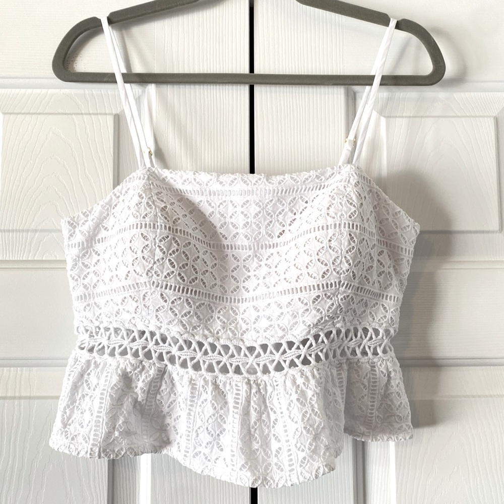 Lilly Pulitzer Resort Striped Eyelet White Jan Top, 8